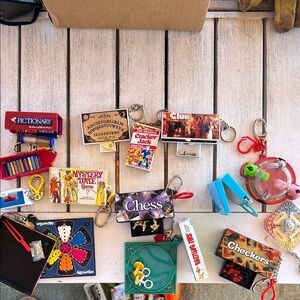 Lot of 13 Colorful Mini Board Game Keychains Set